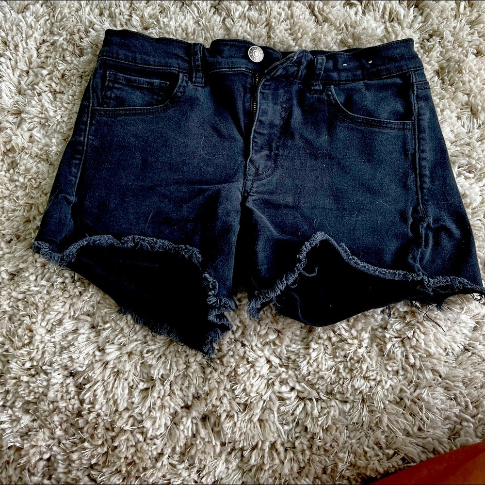 Black Midrise Jean Shorts